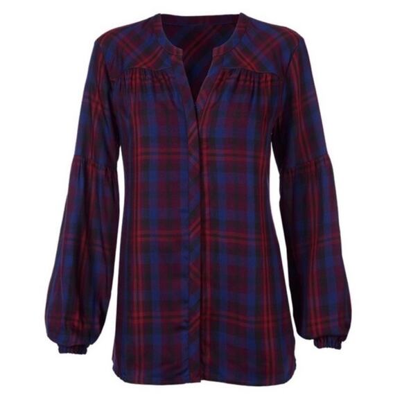 CAbi Women's Caroling Style# 4070 Plaid Button-Down Shirt Size M Long Sleeve - Picture 1 of 12